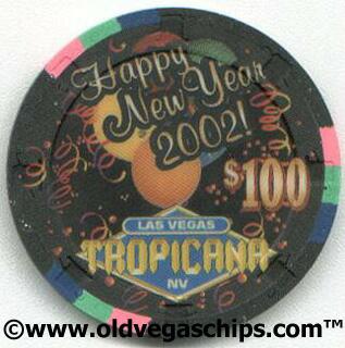 Las Vegas Tropicana New Year 2002 $100 Casino Chip
