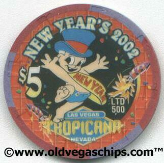 Las Vegas Tropicana New Year 2002 $5 Casino Chip