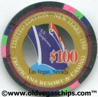 Tropicana Happy New Year 1998 $100 Casino Chip