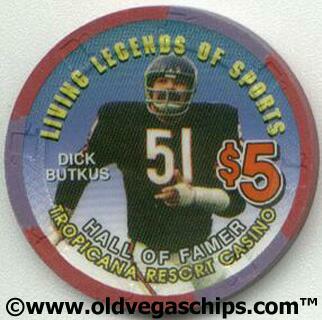 Tropicana Dick Butkus $5 Casino Chip