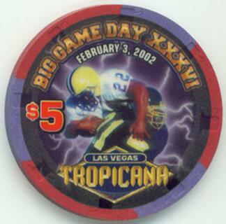 Tropicana Superbowl 2002 $5 Casino Chip