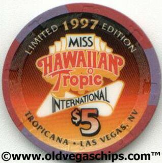 Tropicana Miss Hawaiian Tropics 1997 $5 Casino Chip