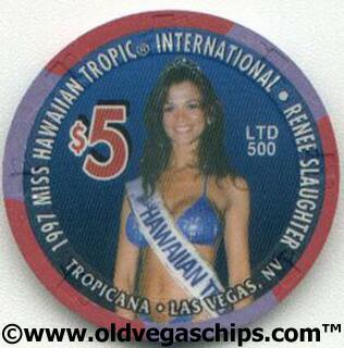 Tropicana Miss Hawaiian Tropics 1997 $5 Casino Chip