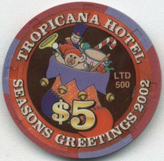 Tropicana Christmas 2002 $5 Casino Chip 