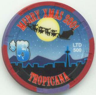 Las Vegas Tropicana Christmas 2001 $5 Casino Chips