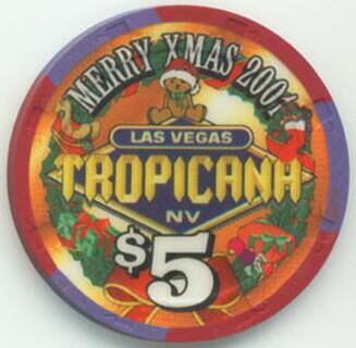 Las Vegas Tropicana Christmas 2001 $5 Casino Poker Chips
