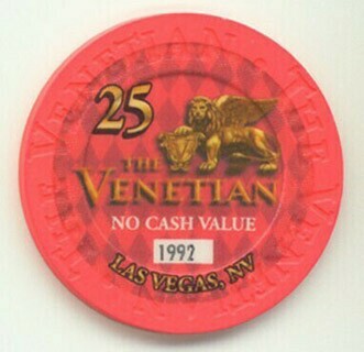 Las Vegas Venetian No Cash Value $25 Casino Chip