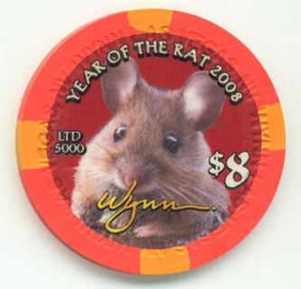 Wynn Las Vegas Year of the Rat 2008 $8 Casino Chip