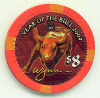 Wynn Chinese New Year of the Bull 2009 $8 Casino Chip